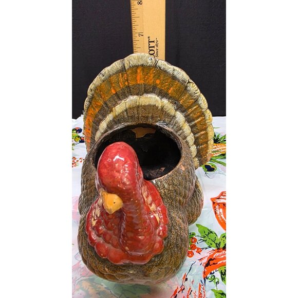 Vintage Holland Floral Ceramic Turkey Planter 1993 Thanksgiving Decor - Picture 7 of 12